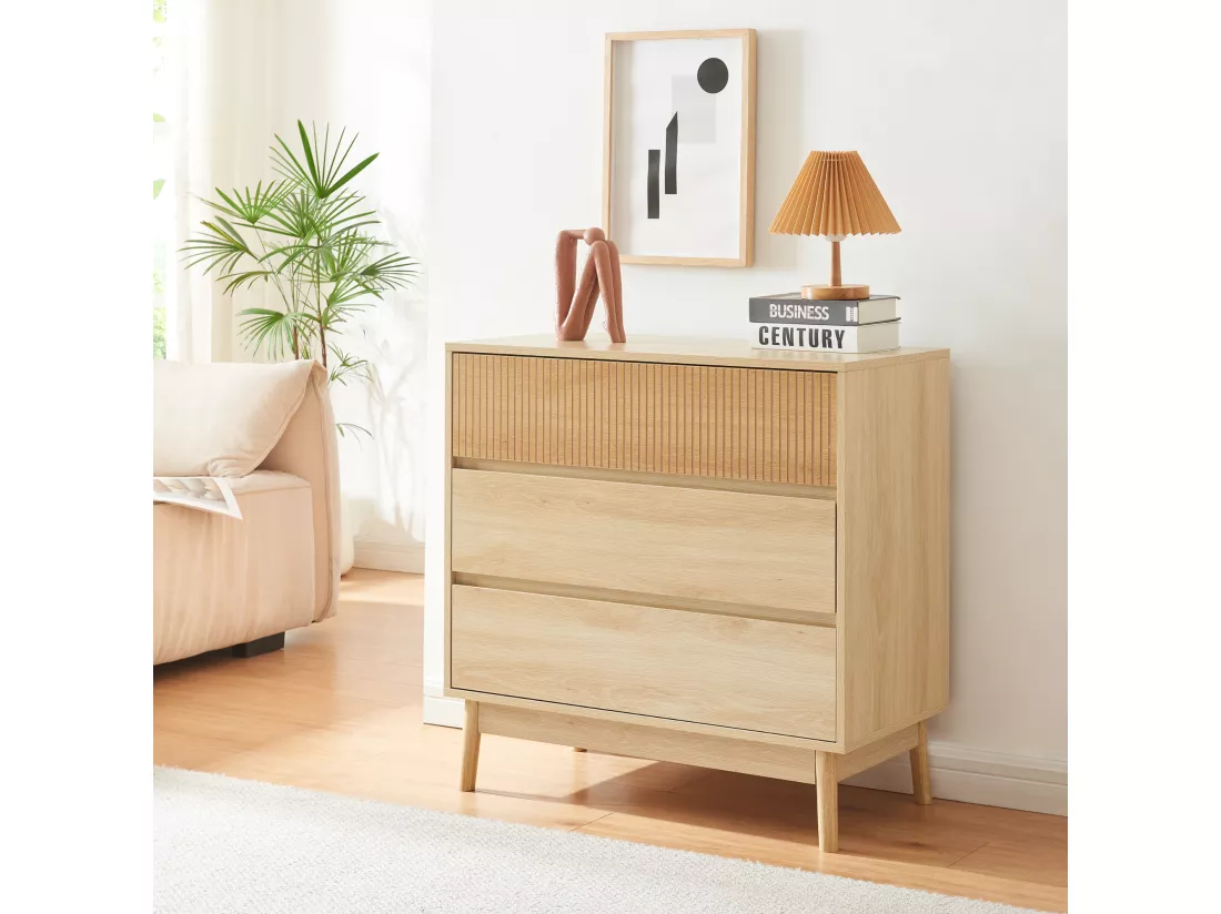 Commode Landskrona 80 x 80 x 40 cm effet chêne [en.casa]