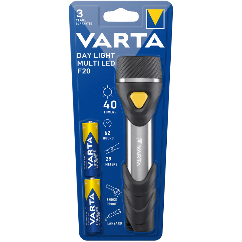 Varta Taschenlampe Day Light Multi LED F20, schwarz/silber