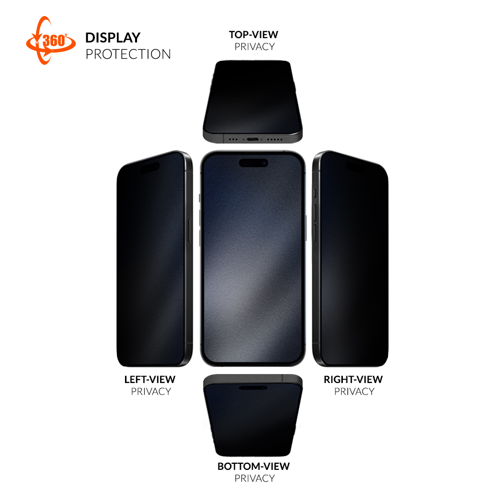 iPhone 16 Pro Max Mountain Glass Black Edge 360 Grad Panzerglas 3D 4-Way Privacy Displayschutz Case Friendly (EGMSP00275)