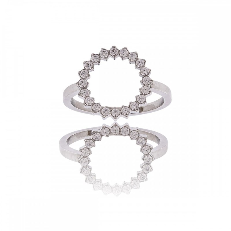 Splendide Bague Femme Acier Ornée Zirconium