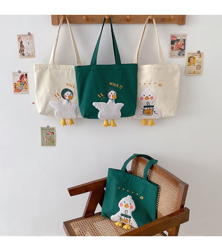 TangTangBags - Eend geborduurde canvas draagtas