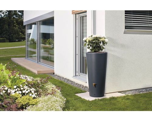 4rain Vaso 2in1 regenwatertank met plantbakje, 220 liter, grijs