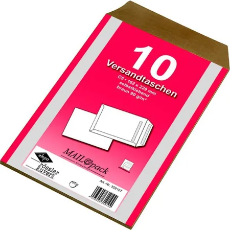 MAILmedia Versandtaschen ohne Fenster, DIN C5, braun, 30 Stück