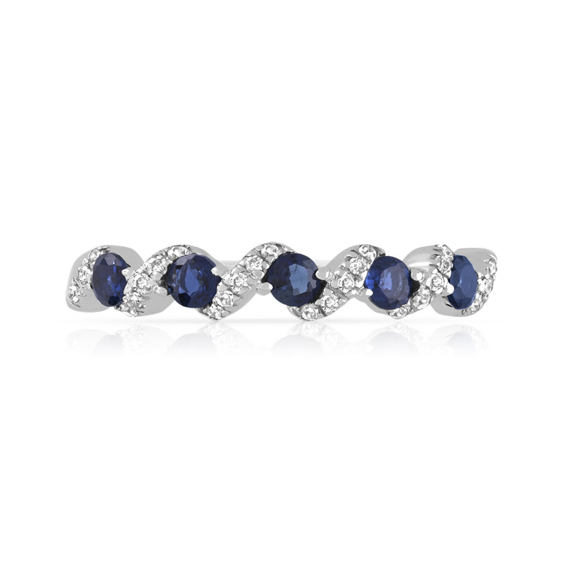 Bague or 375 blanc saphirs et diamants