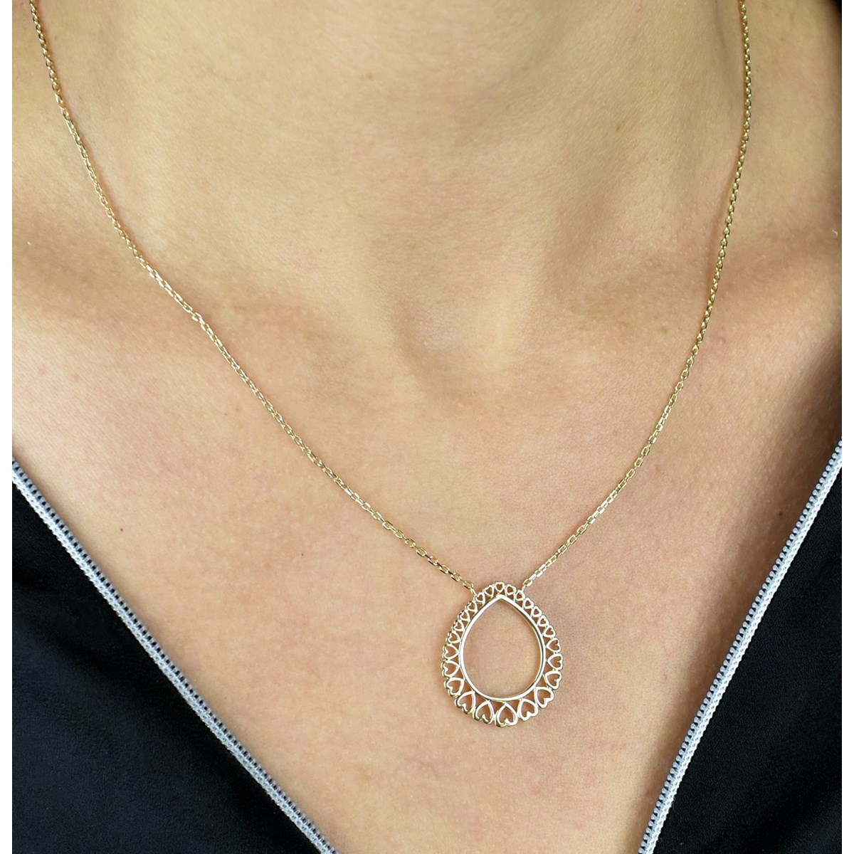 Collier goutte de coeurs Plaqué OR 750 3 microns