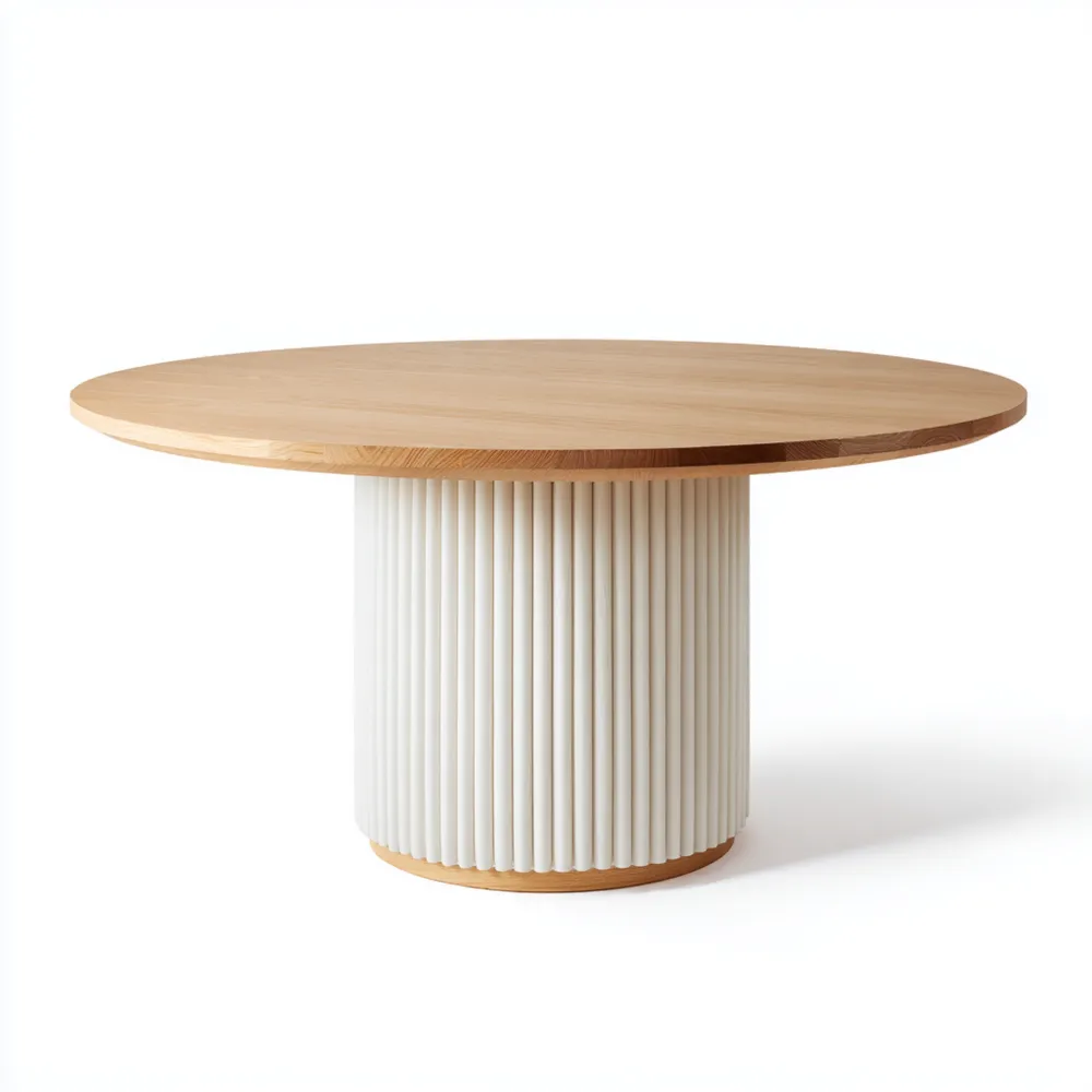 Runder Esstisch Holz 120 x 120 x 75 cm - Natur/Weiß - Modernes Design