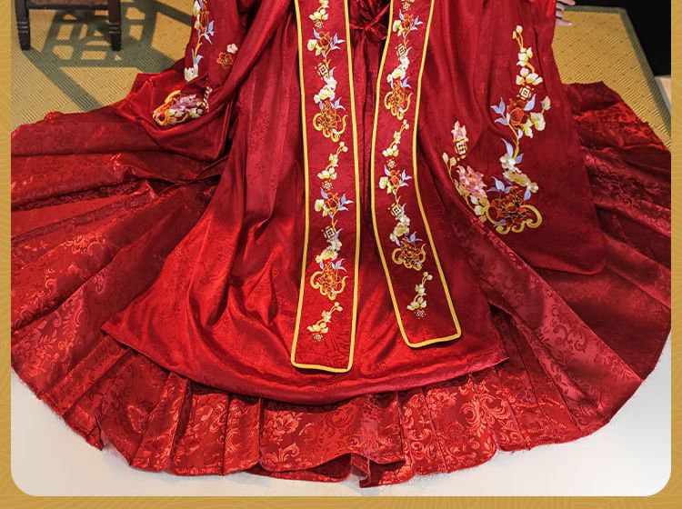 Francoix - Lange mouwen bloemen Hanfu trouwjurk / jasje / set