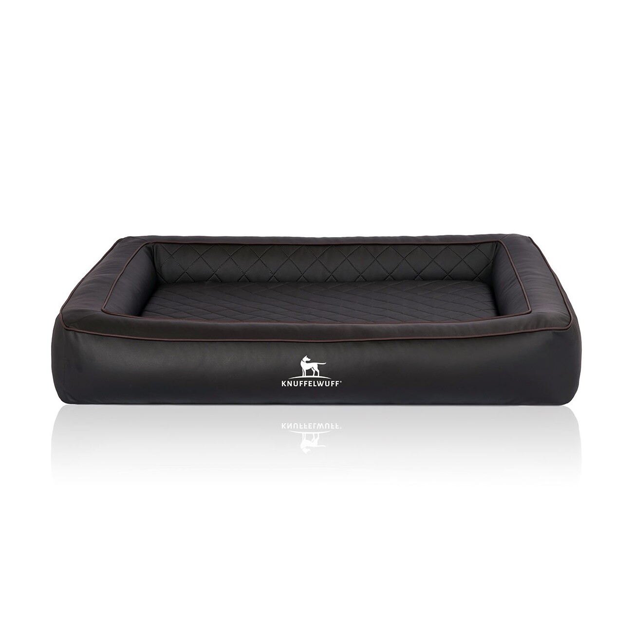 Knuffelwuff Orthopädisches Hundebett aus Laser gestepptem Kunstleder Hampstead schwarz M-L