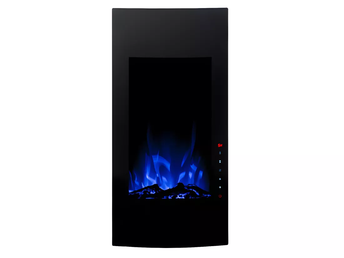 Cheminée électrique incurvée VULCANO - L41 x P13 x H81 cm - Noire