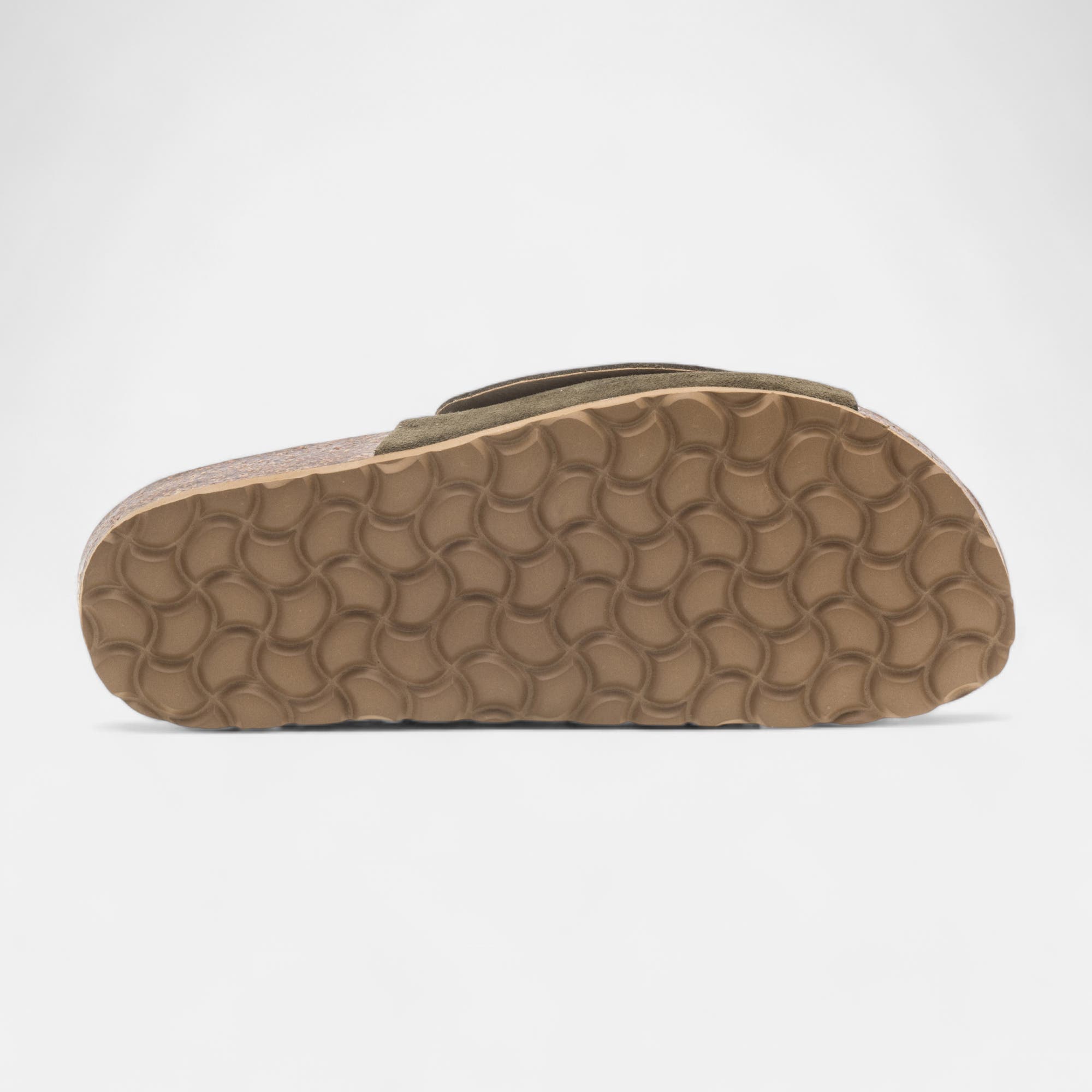 Mules semelle liège Femme en cuir kaki