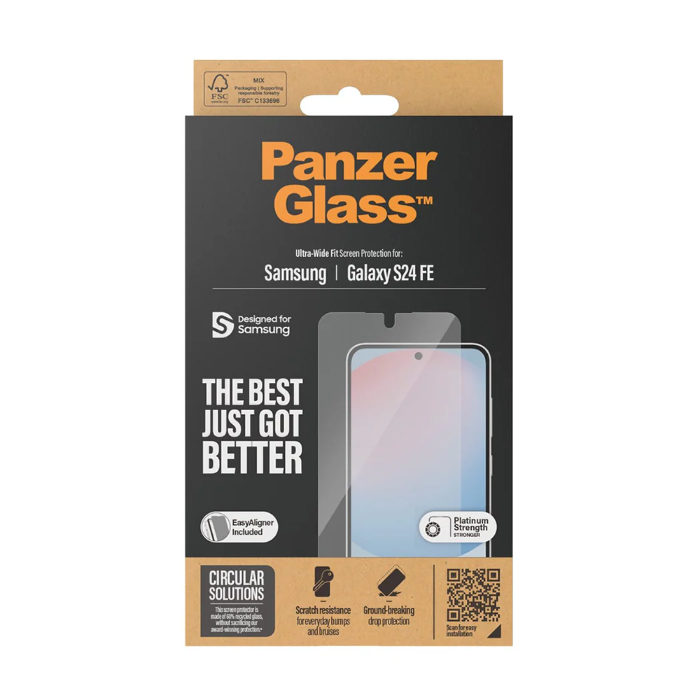 Samsung Galaxy S24 FE Antibakterielles Ultra Wide Fit Panzer Glas Displayschutz Case Friendly (7378)