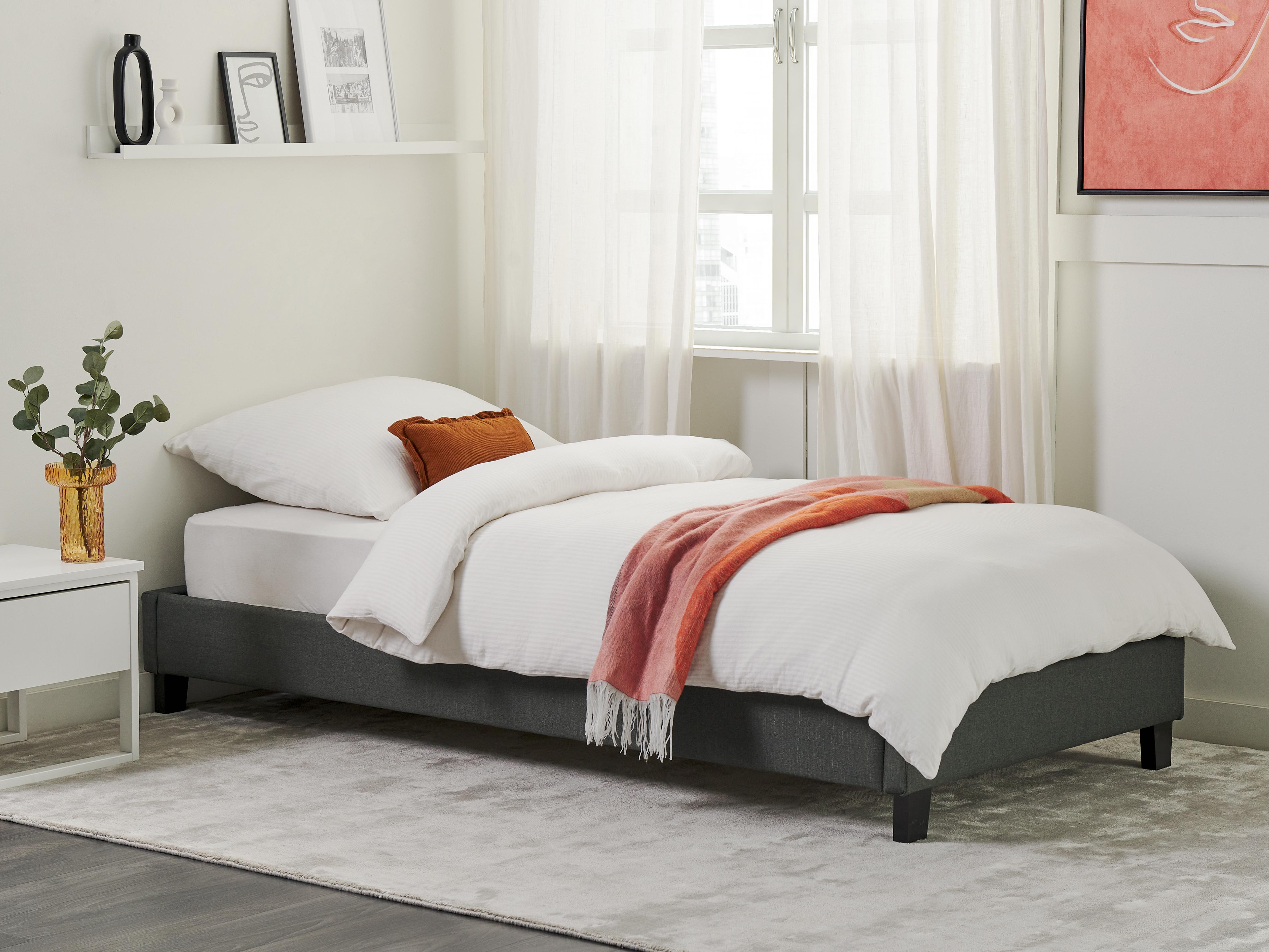 Bed zonder hoofdbord Stof ROANNE 90 x 200 cm Grijs
