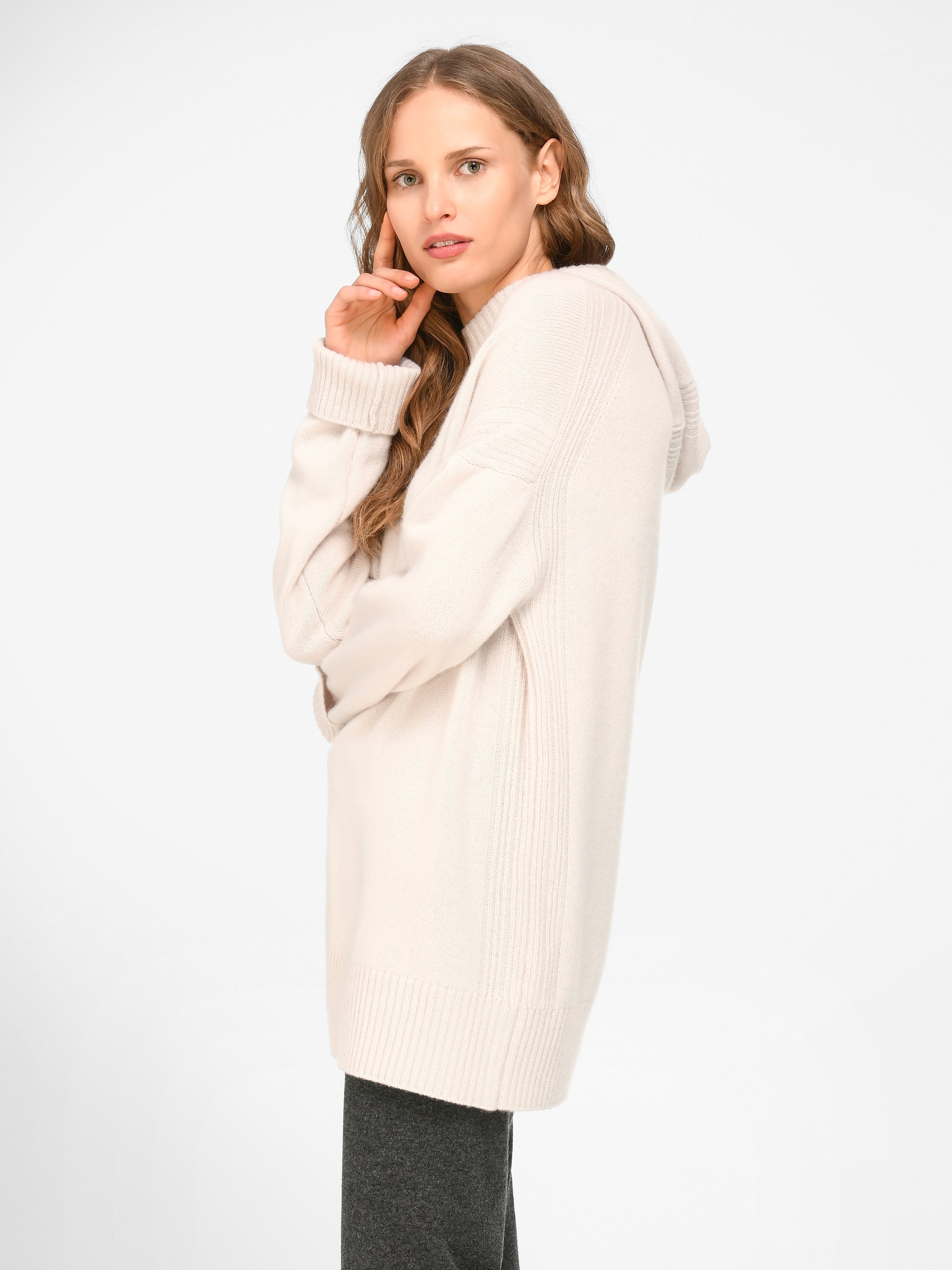 Hoodie-Pullover aus Schurwolle und Kaschmir