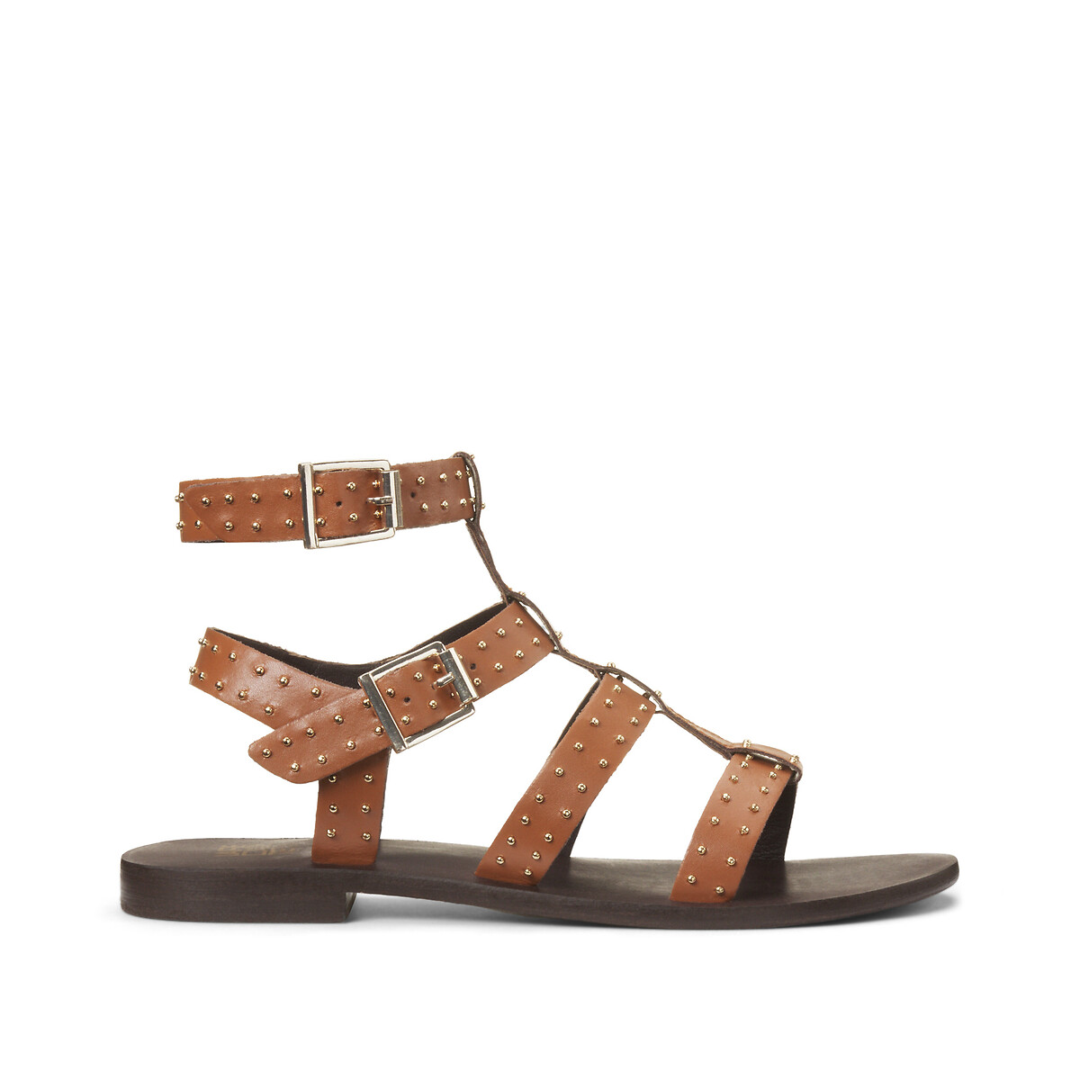 COLEÇÃO LA REDOUTE<br>Sandálias espartanas de couro com detalhes de tachas