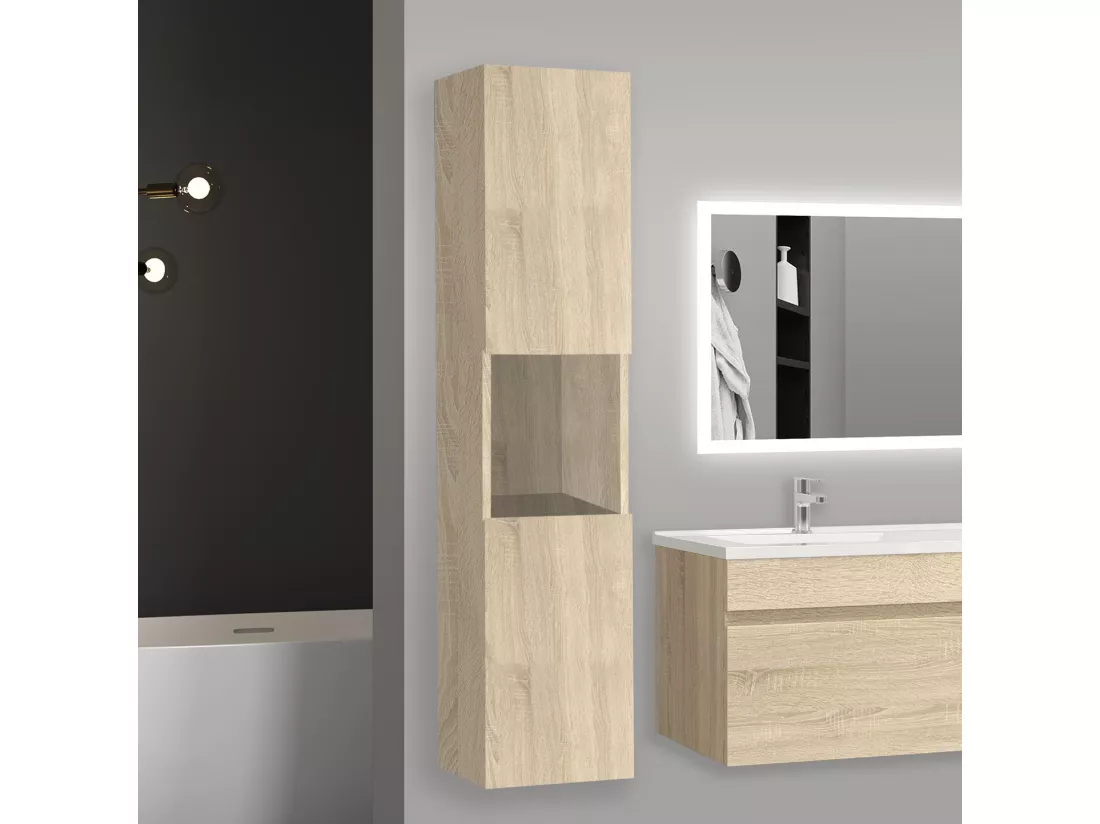 Meuble salle de bain nuturel meuble colonne salle de bain à suspendre 30x30x131.5(L*W*H)cm