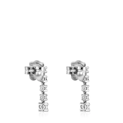 Brincos curtos de ouro branco com riviera de diamantes