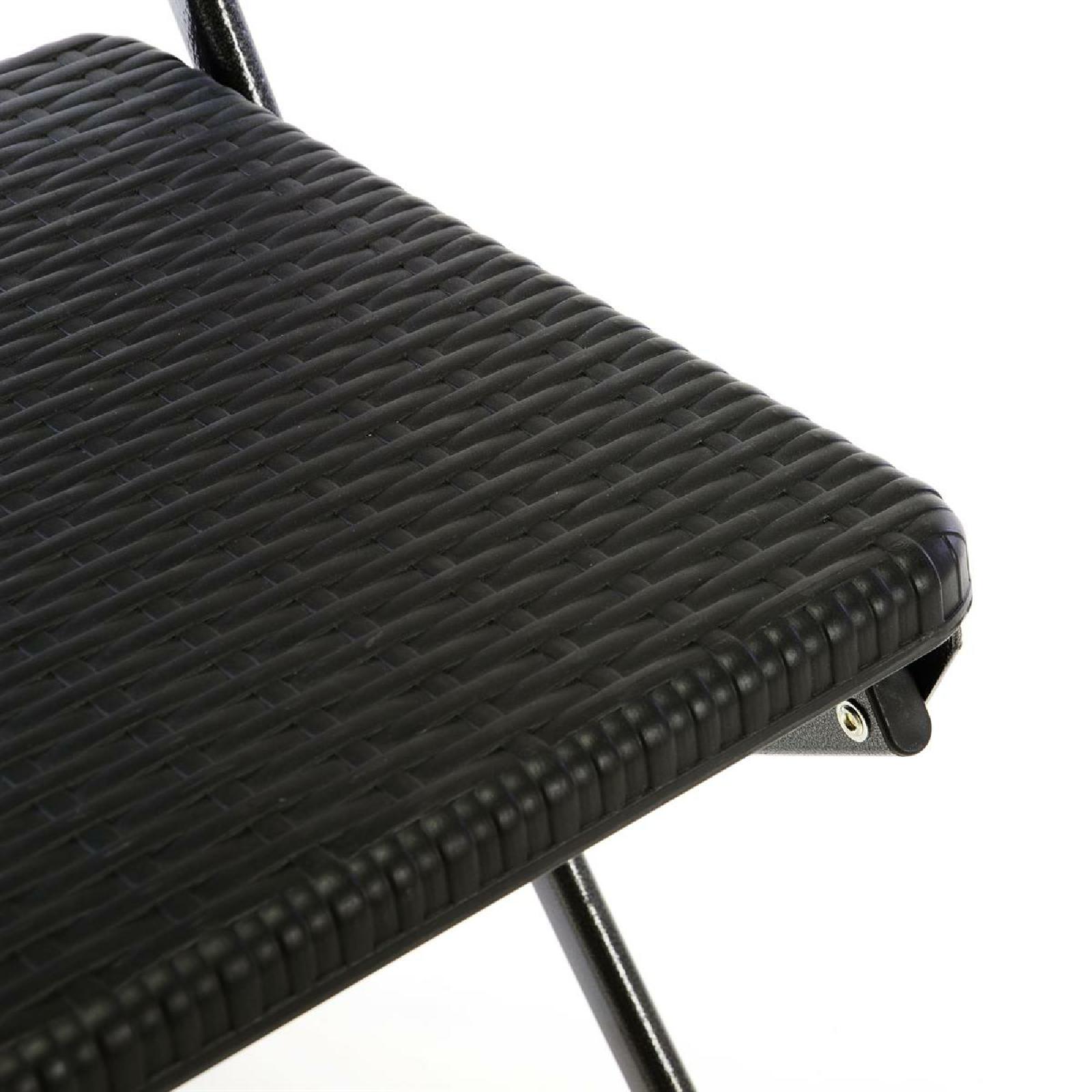 VCM Klappstuhl schwarz in Rattan-Optik Gartenstuhl Balkonstuhl 80 x 40 cm