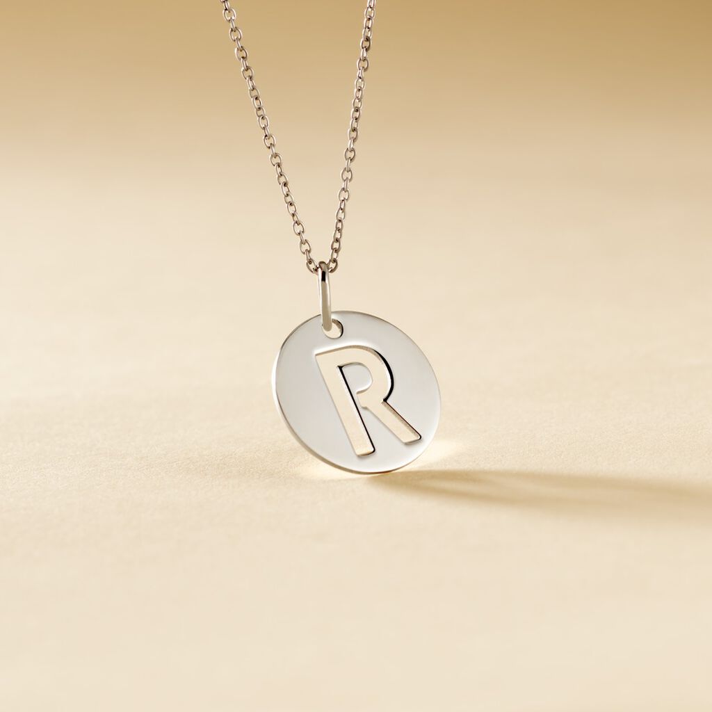 Pendentif Elio R Argent Blanc