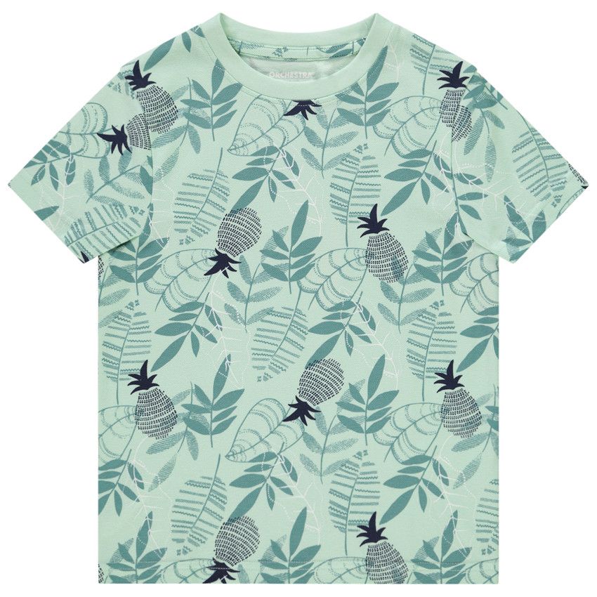 T-shirt manches courtes imprimé feuillage pour garçon - Vert