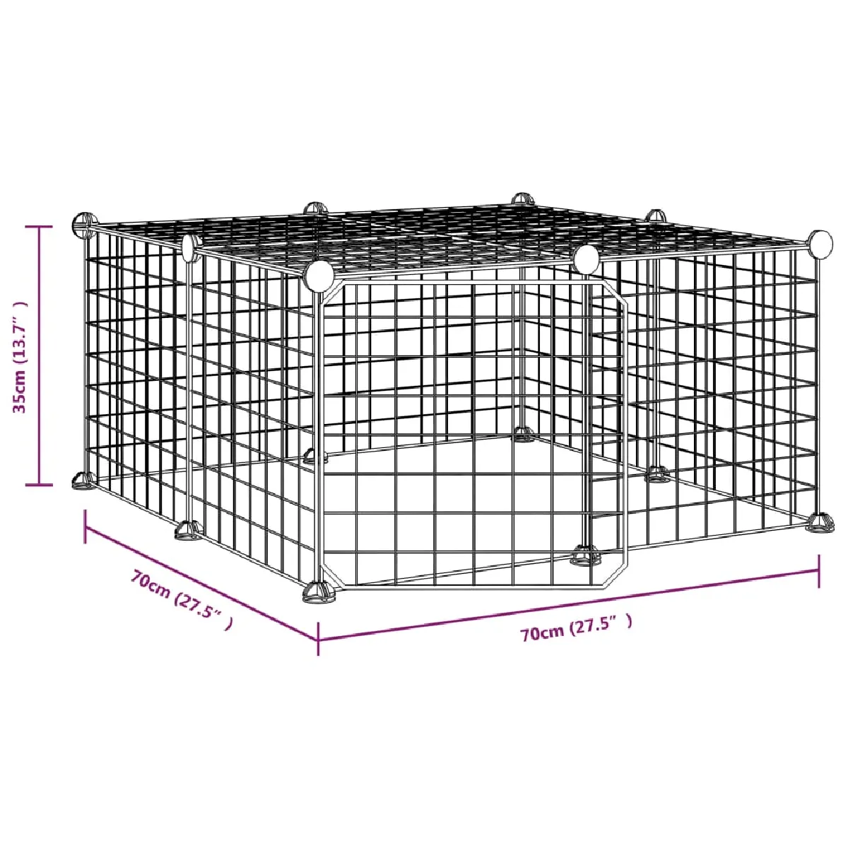 vidaXL Cage pour animaux - 12 panneaux - Acier - Noir