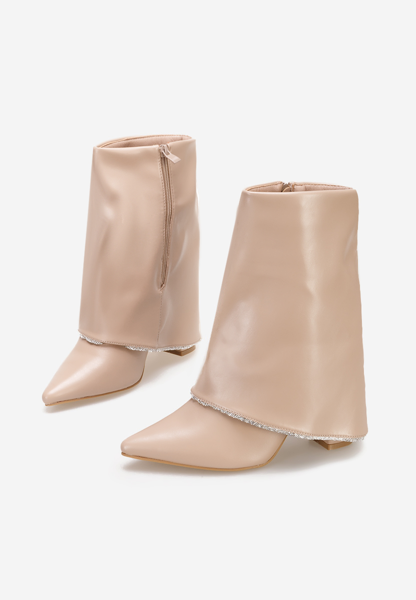 Bottes à talon carré beige Aveis