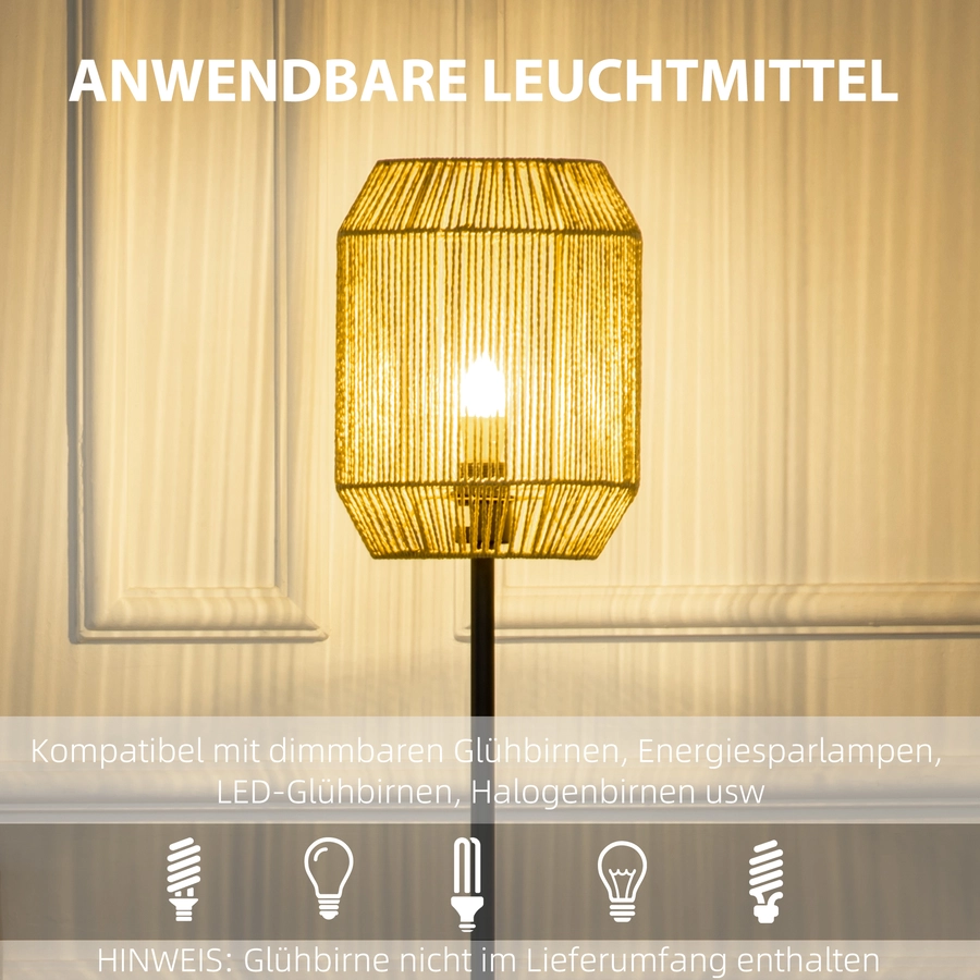 HOMCOM Stehlampen-Set mit E27 Fassung schwarz, beige