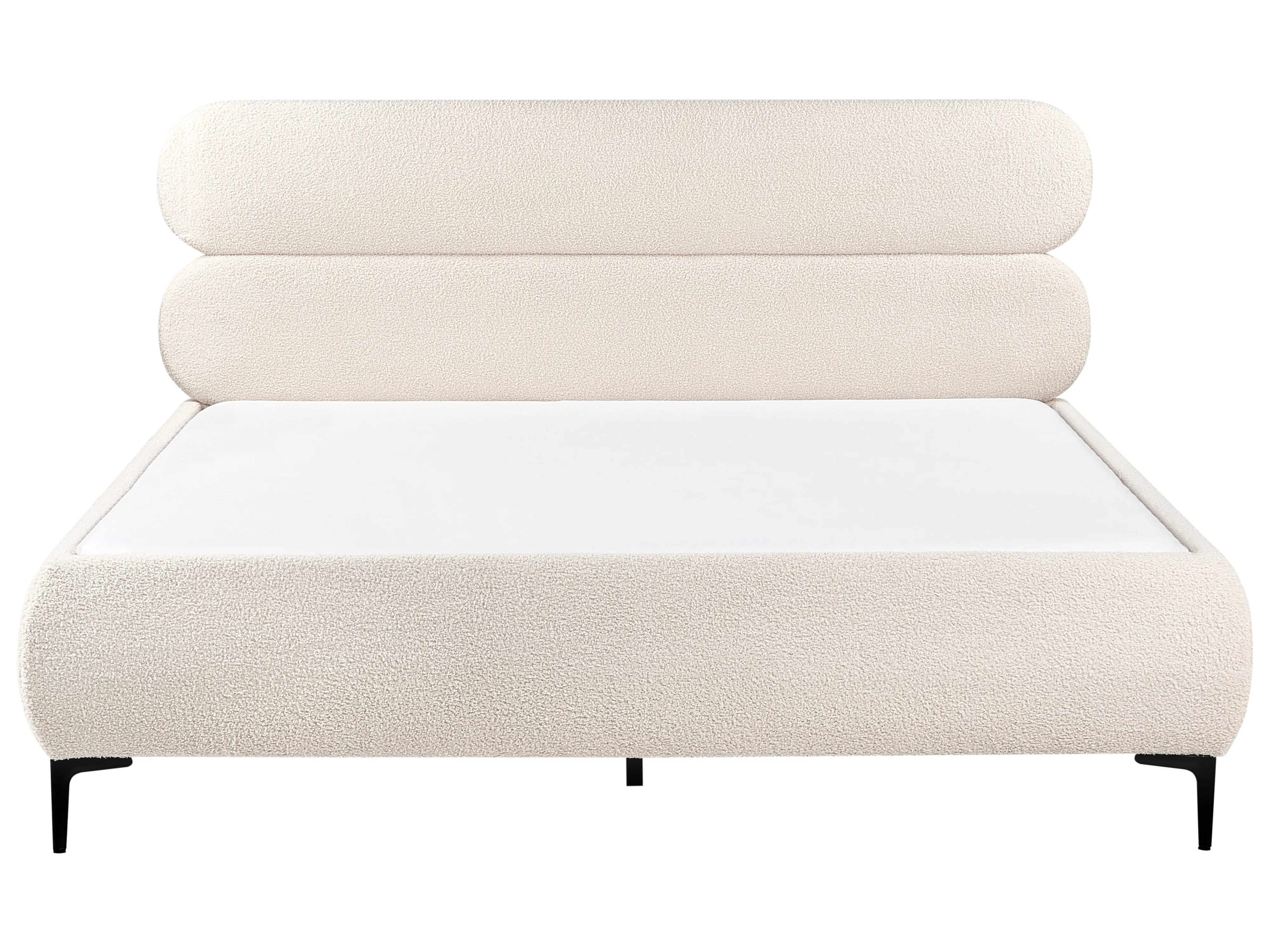 Bed Bouclé LESSAY 180 x 200 cm Gebroken wit