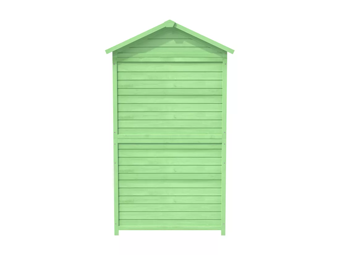 Abri de jardin en bois massif avec toit pente résistant aux intempéries - 2 portes 3 étagères - 90 x 56.5 x 175.3 cm - Vert