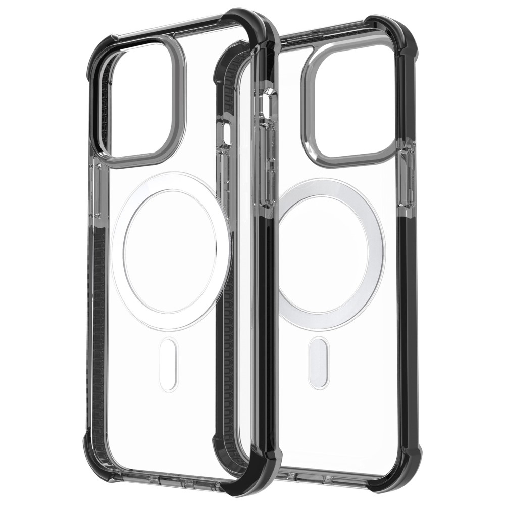 iPhone 15 MagSafe Hybrid Hülle TPU Bumper Acryl Rückseite Air Cushion Fallschutz - Schwarz / Transparent