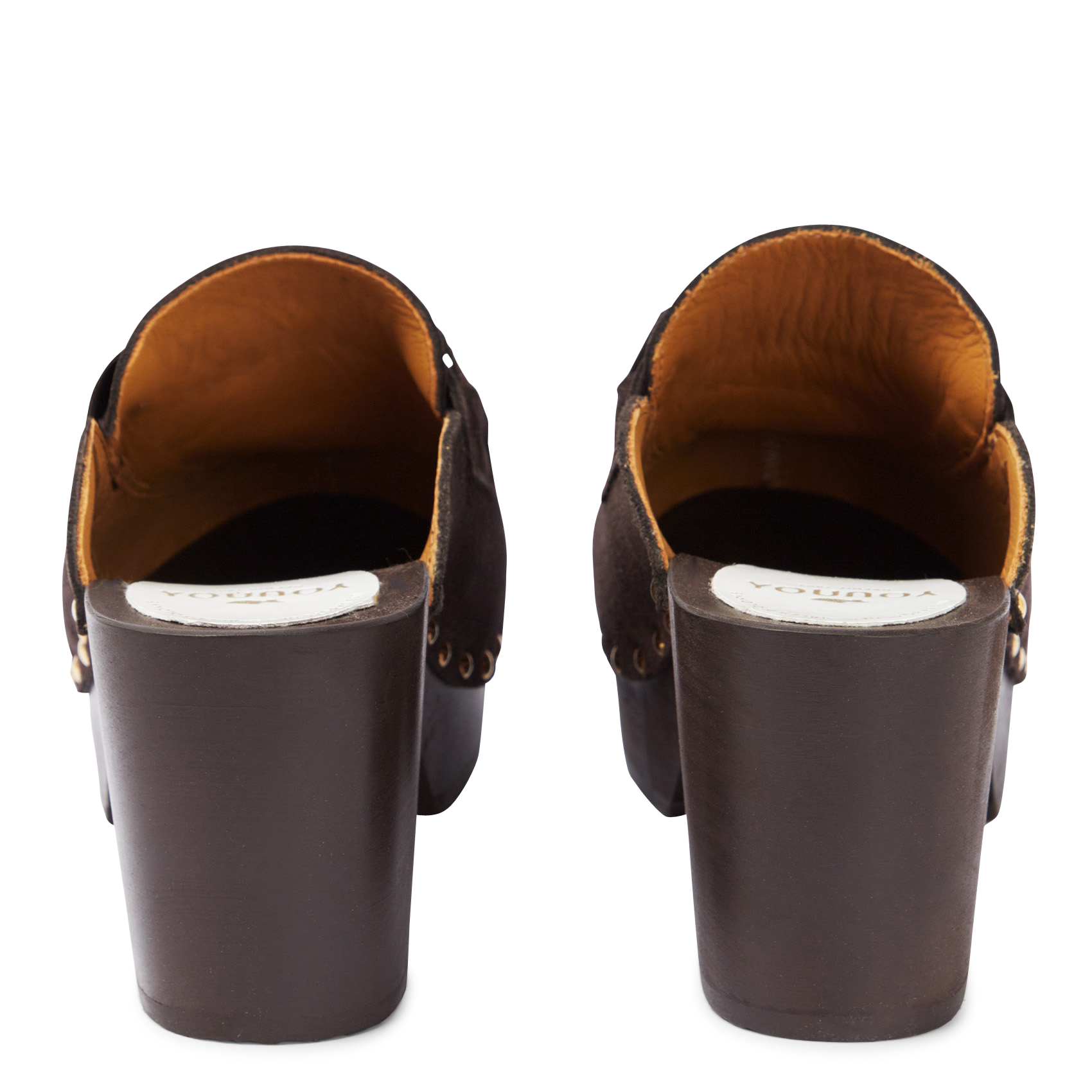 YORSI - Sabots mocassins en cuir velours| Marron