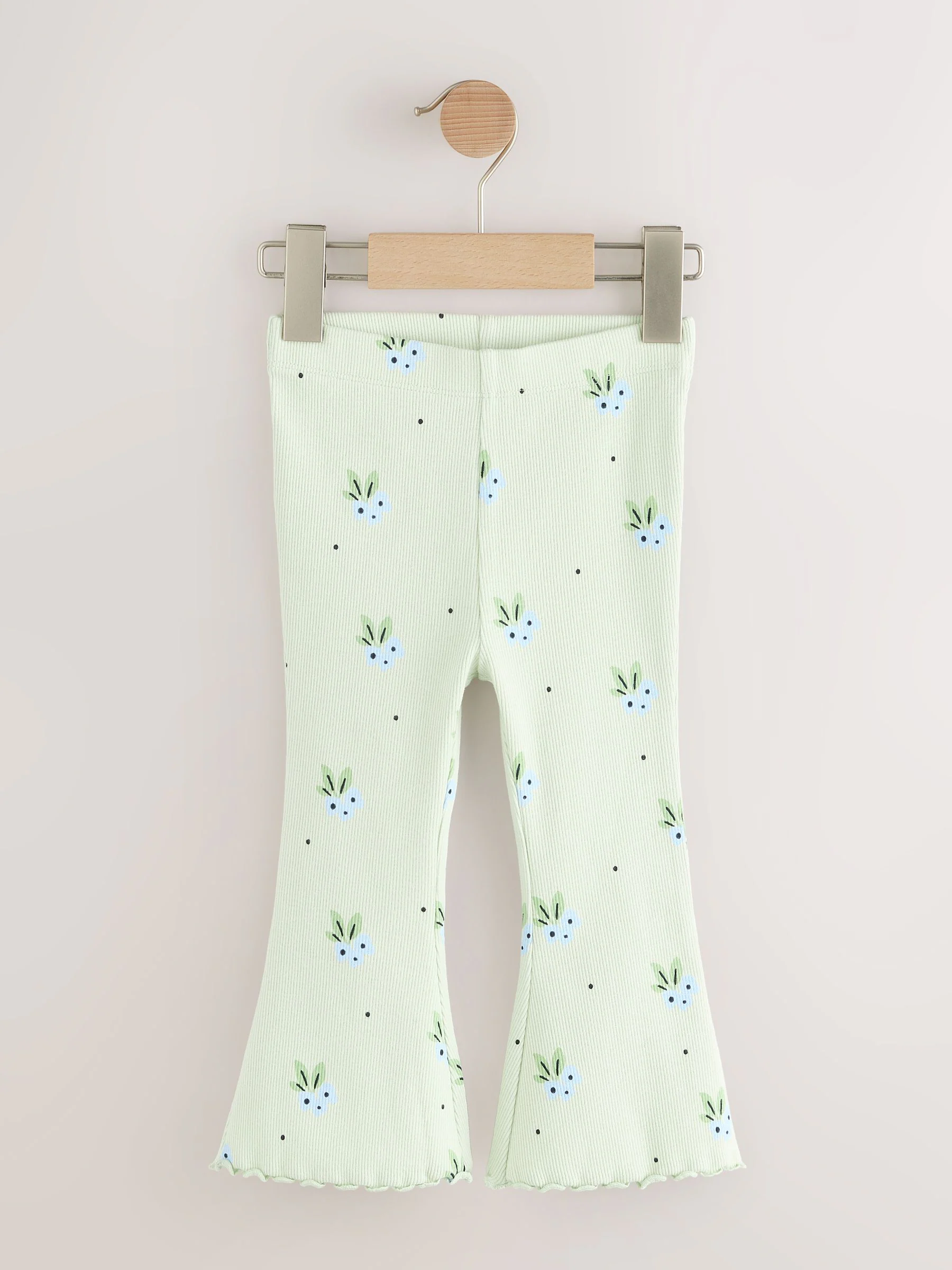 Mintgroen Blauwe bosbes - Geribbelde flare legging (3 mnd-7 jr)