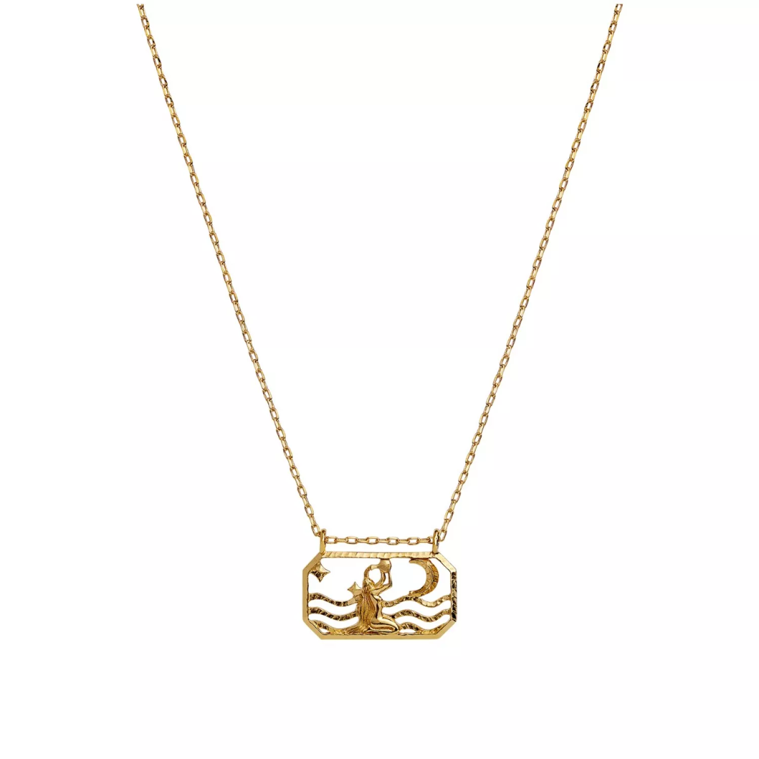Maanesten Zodiac Aquarius Halskæde 18 kt. Forgyldt Sølv 2584a