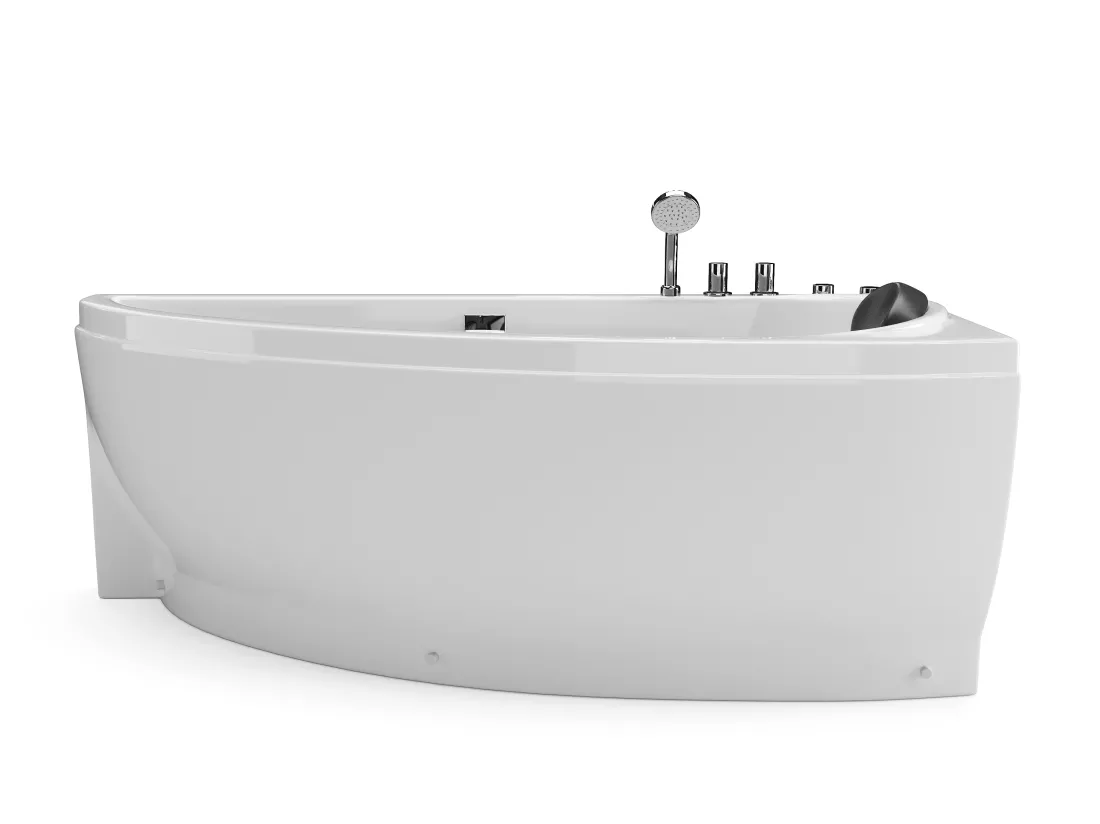 Baignoire balnéo asymétrique blanche - 1 place - 160 x 75 cm - Angle droit - TABANA