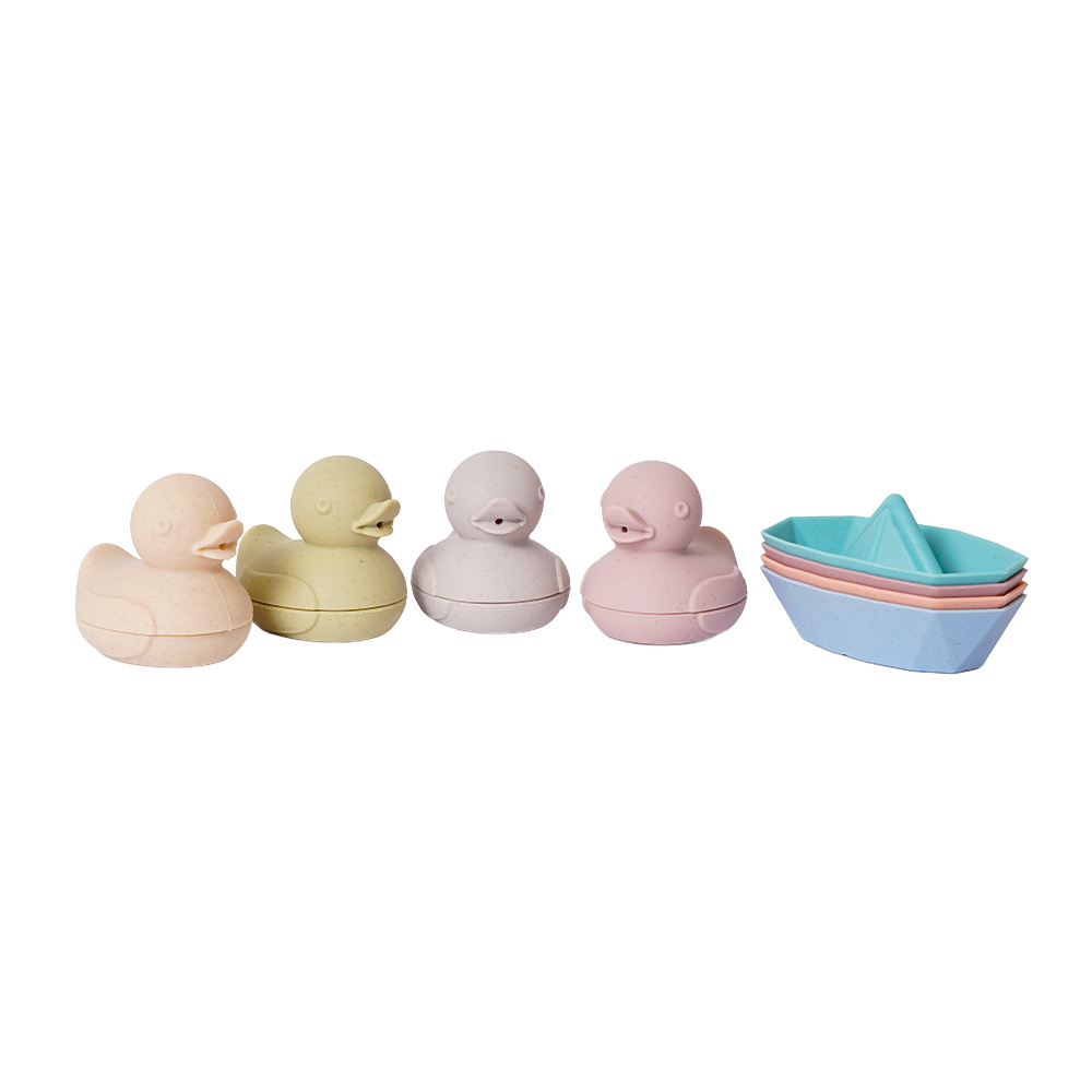 Speelgoedtopdeals BIOplastic Badeendjes met bootjes pastel 8-delig