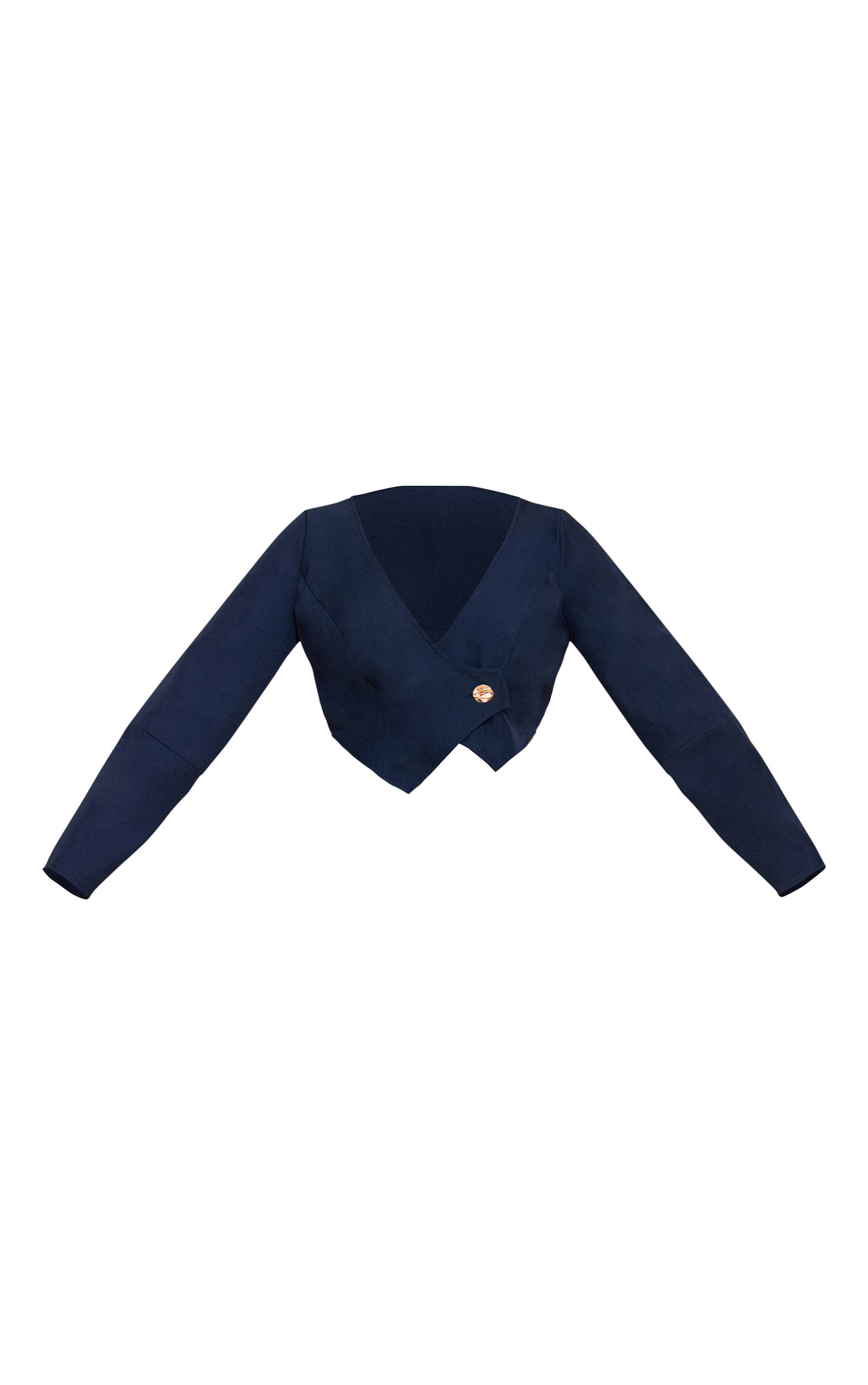 Bleu Marine Blazer Asymétrique À Boutons Martelés Ajusté