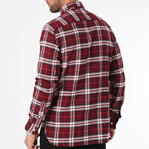 Chemise Manches Longues A Carreaux Brushed Tartan 2890 Bordeaux Blanc