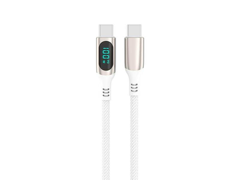 4smarts USB 2.0-Kabel DigitCord bis 100W USB C - USB C 3 m USB-C Kabel DigitCord 100W 3m weiss, Digitales Display