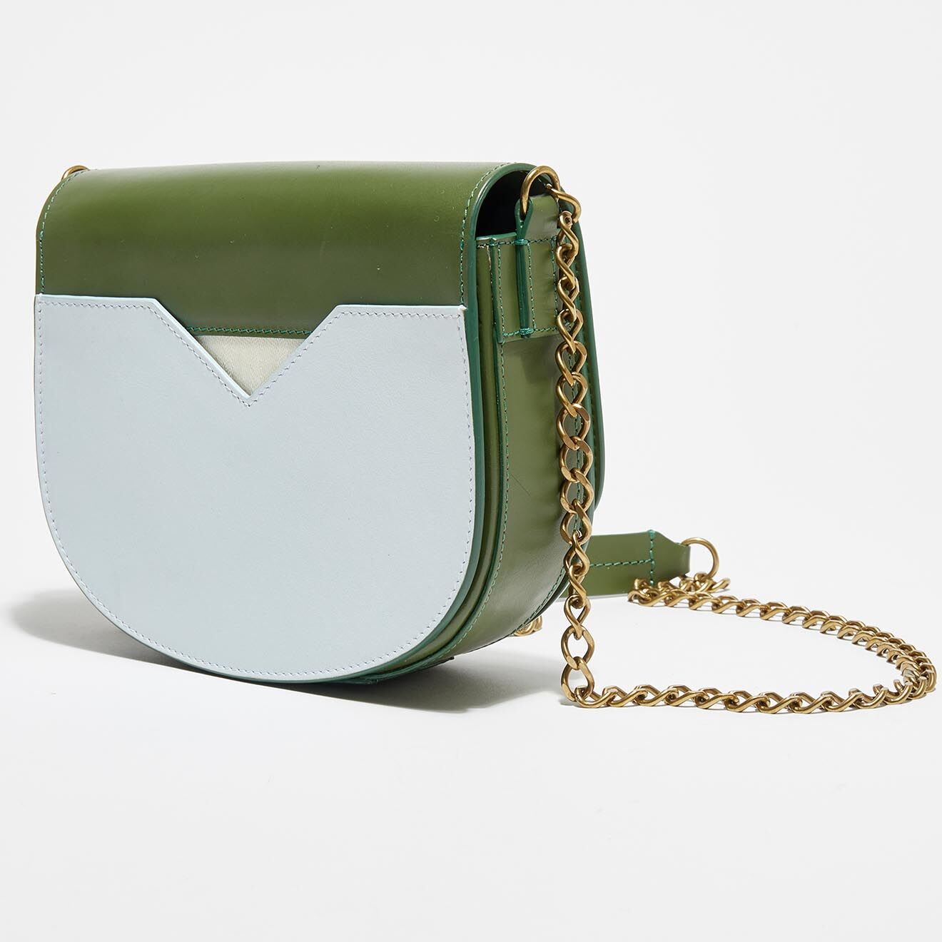 Chloé Stora Petit sac bandoulière en Cuir Suzy kaki/ciel - 17.5x15x5.5 cm