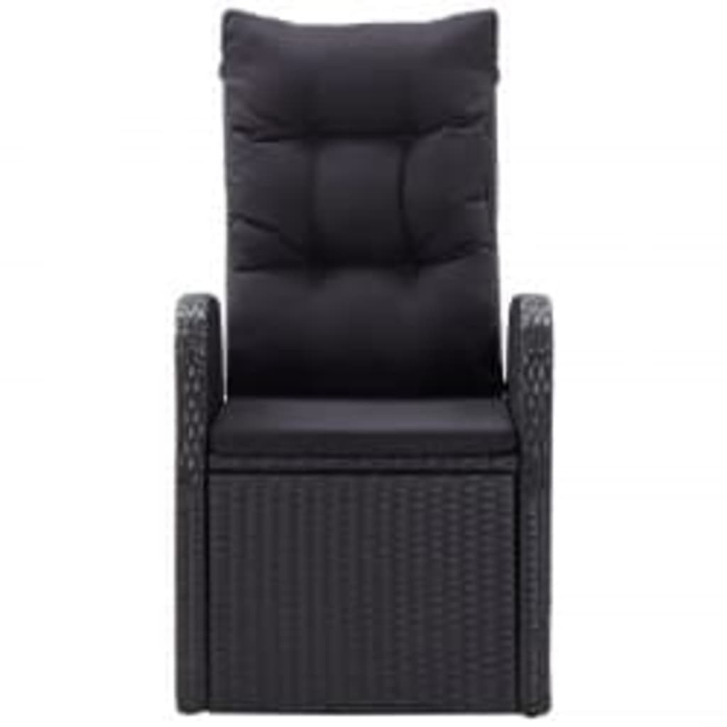 Mobilier de salle à manger de jardin avec coussins 7 pièces noir