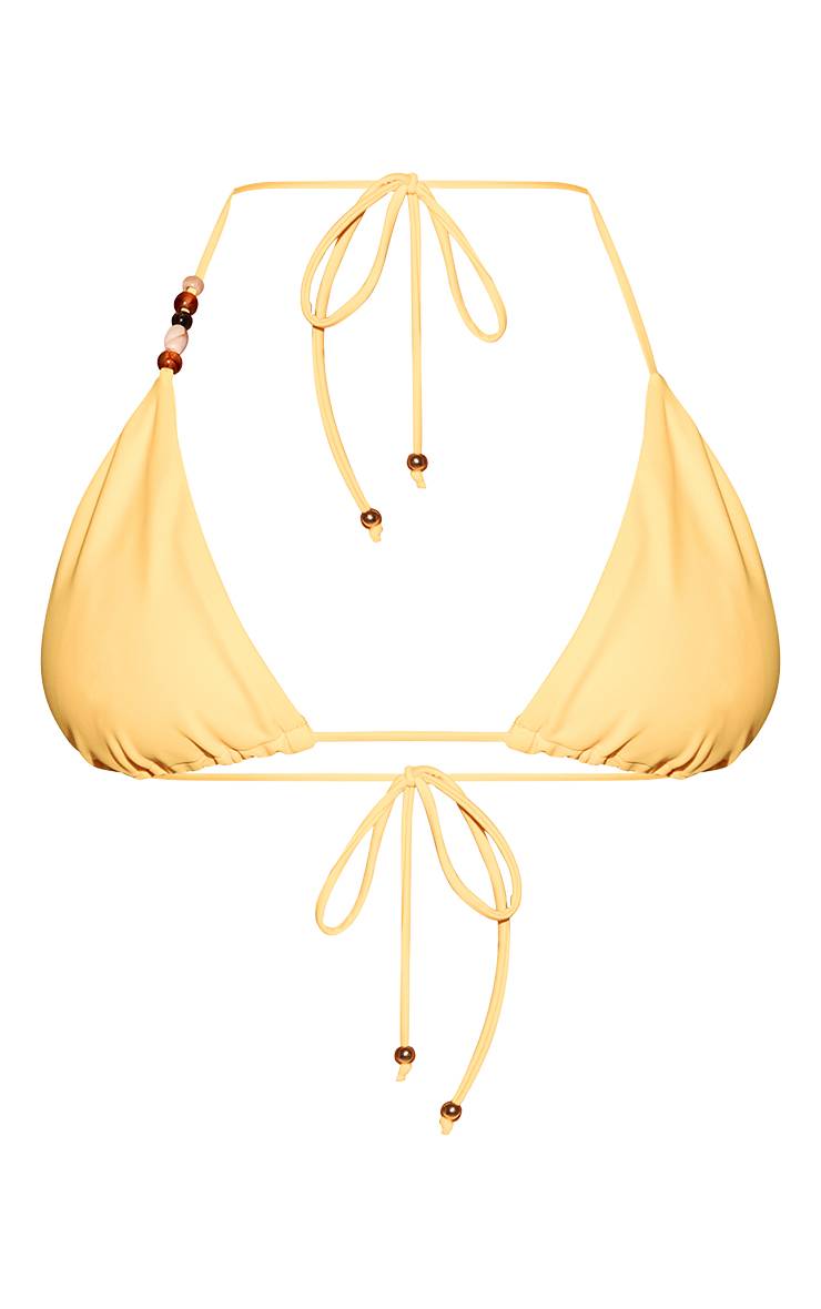 Jaune Haut De Bikini Triangle À Bordure De Perles