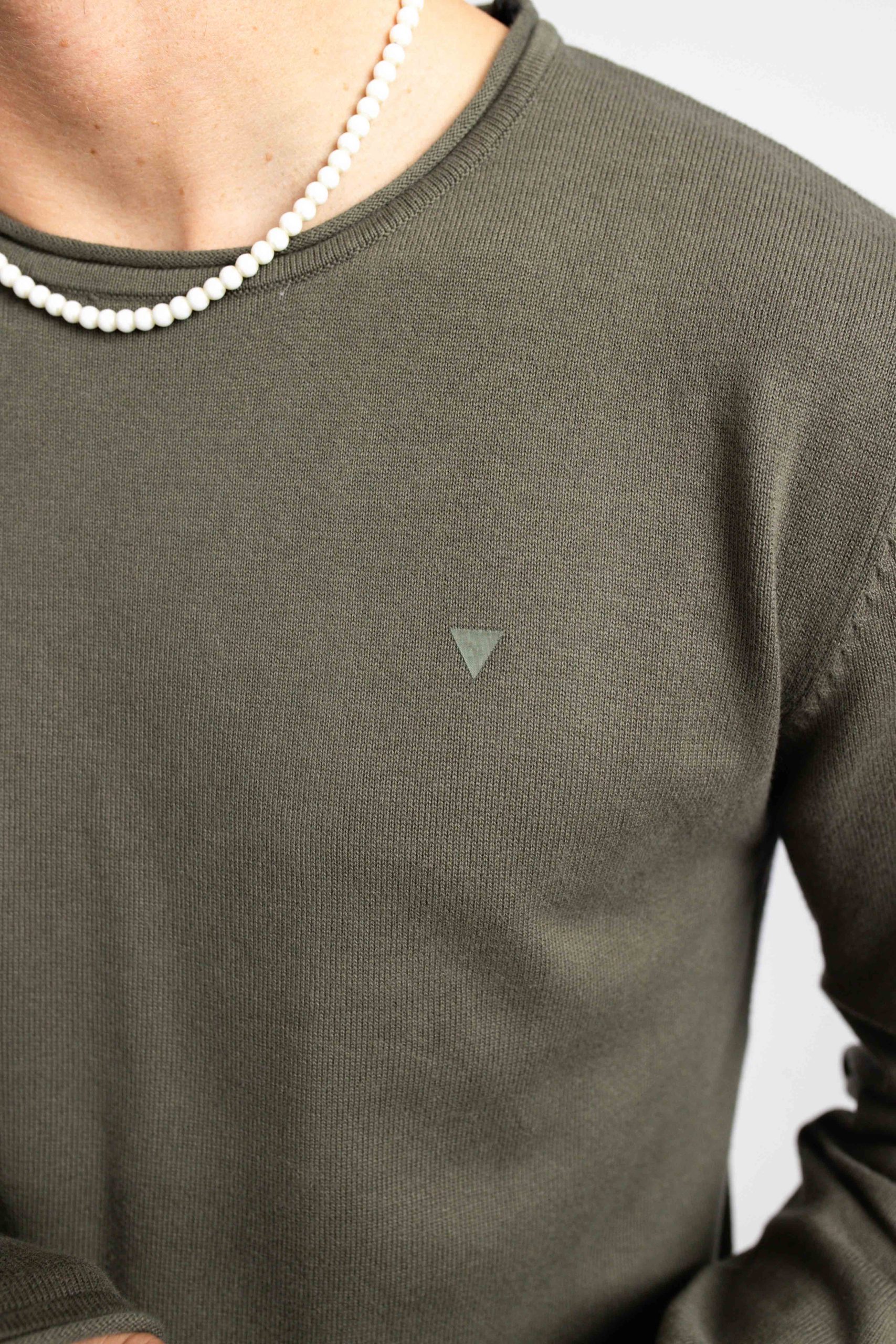 Purewhite Essentials Garment Dye Knit Sweater Heren Army Green