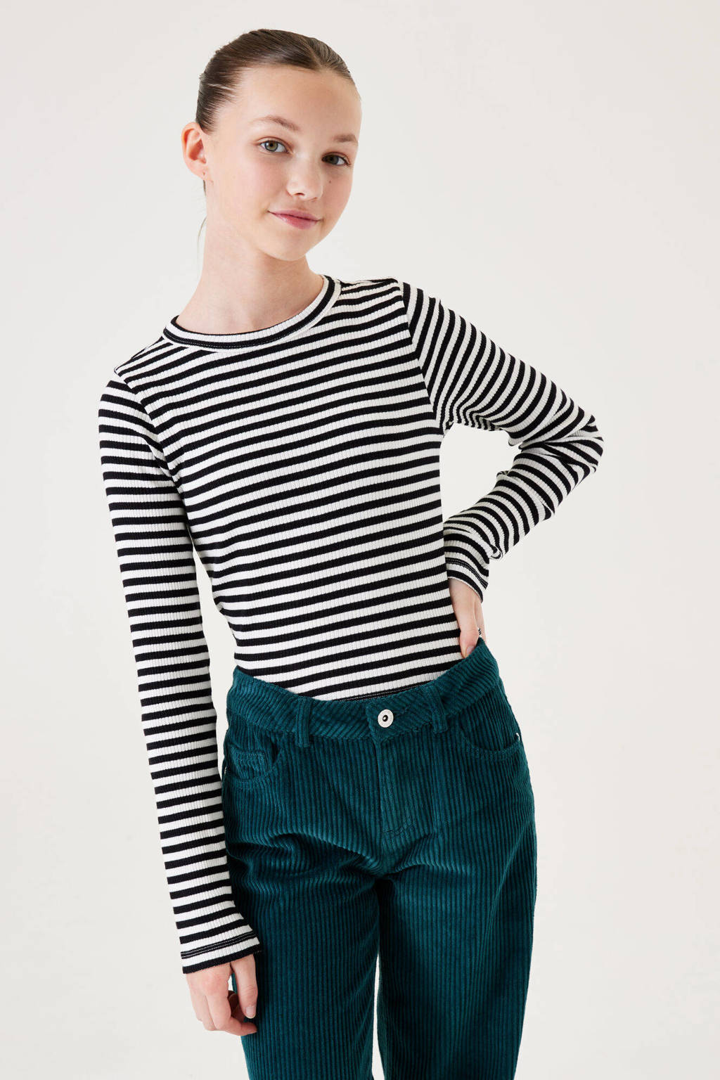 Garcia gestreepte longsleeve zwart/wit