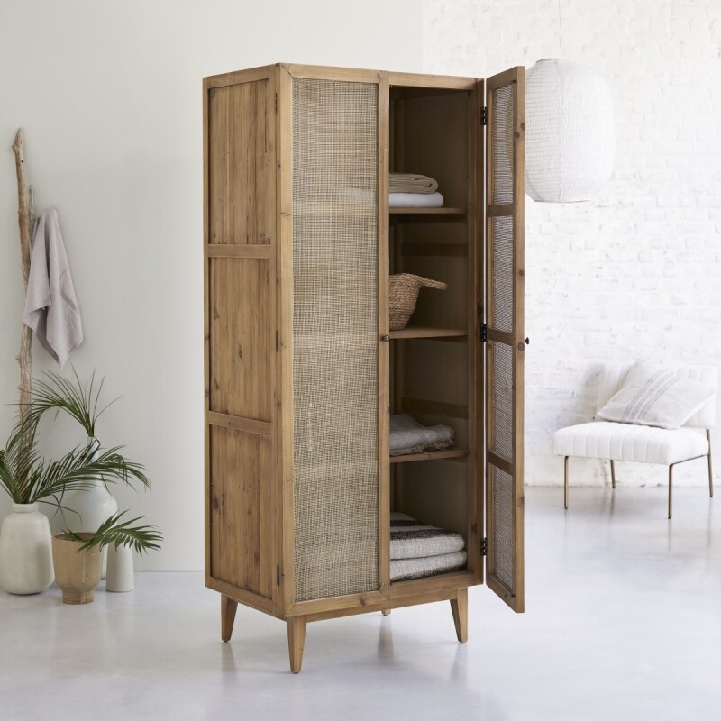 Armoire en pin et cannage Ninon