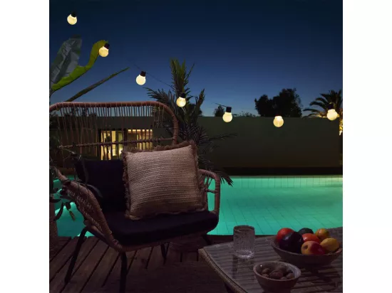 Guirlande avec 10 boules lumineuses - Blanc - L 180 cm