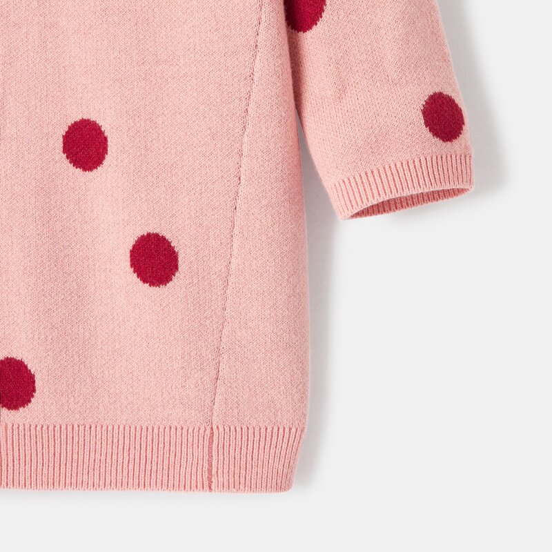 Robe-pull à pois en tricot rose bébé fille Absorba Rose