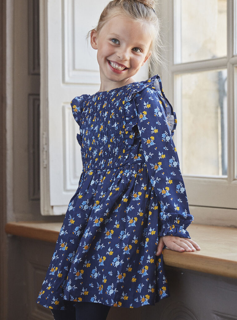 Robe bleu marine à imprimé fleuri