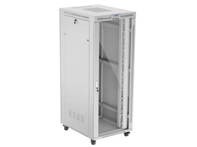 Lanberg FF01 series V2 - Rack kabinet - 800 x 1000, flad pakke, med glasdør - med LCD skærm, termostat - fritstående - grå, RAL 7035 - 42U - 19