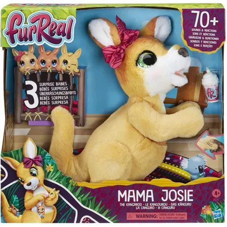 Hasbro FurReal Friends Mama Josie Känguru 70+ Geräusche und Reaktionen
