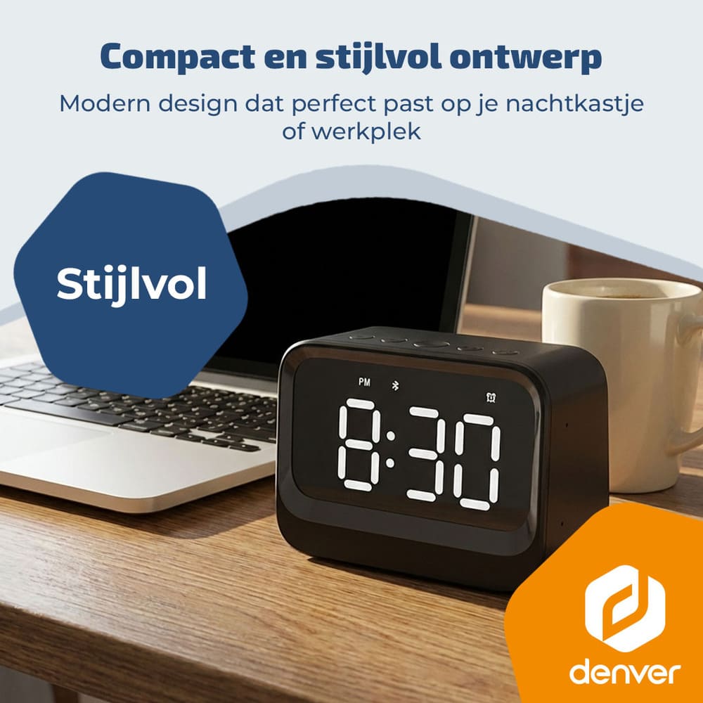 Denver EC54W Wekker met Bluetooth speaker