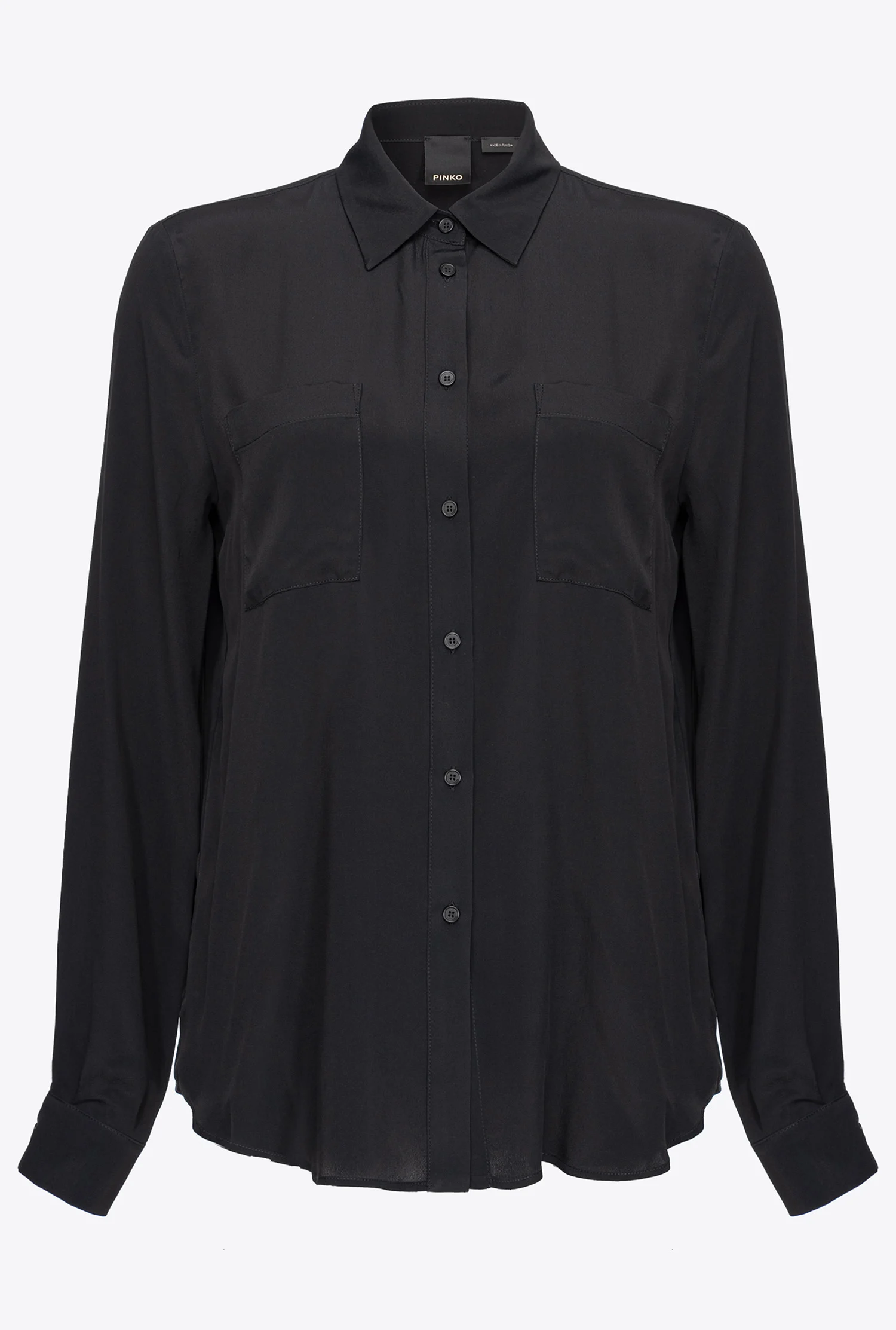 Chemise mélangée à poches poitrine | Noir
